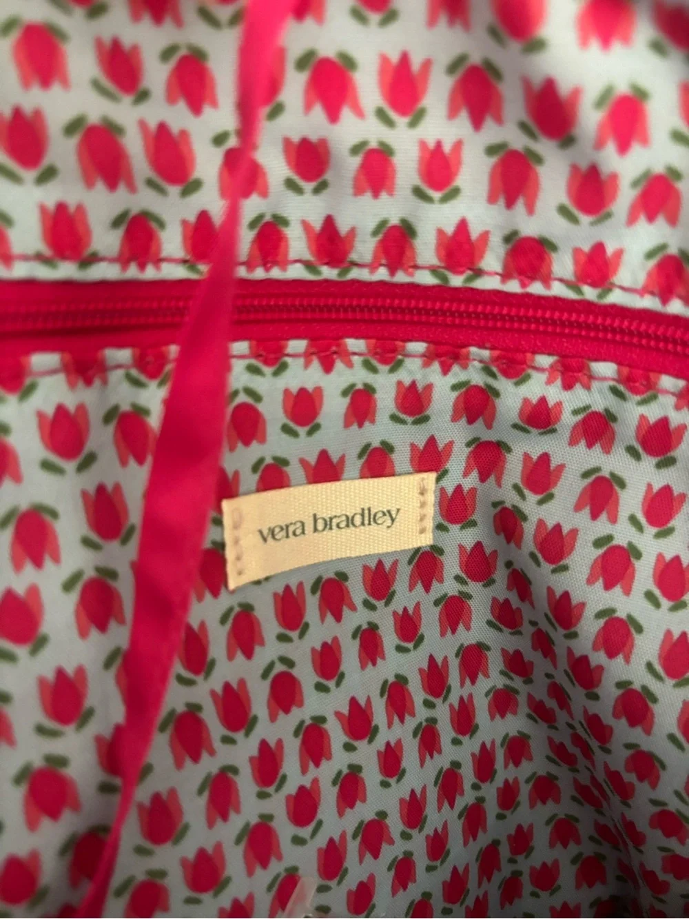 Vera Bradley Quilted Hot Pink Tote with tulip interior and tie to close